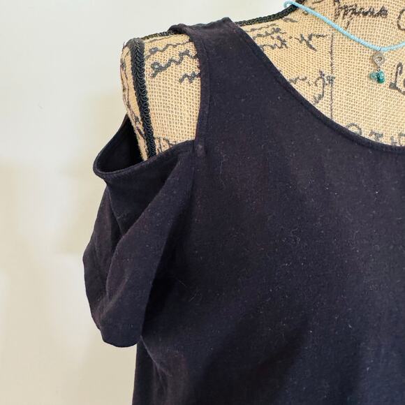 MICHAEL Michael Kors Womens Black Cold Shoulder Short Sleeve Top Sz Large - Picture 3 of 8